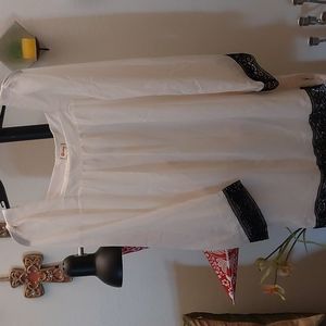 Gorgeous sem sheer cream tunic/dress with black lace detailing